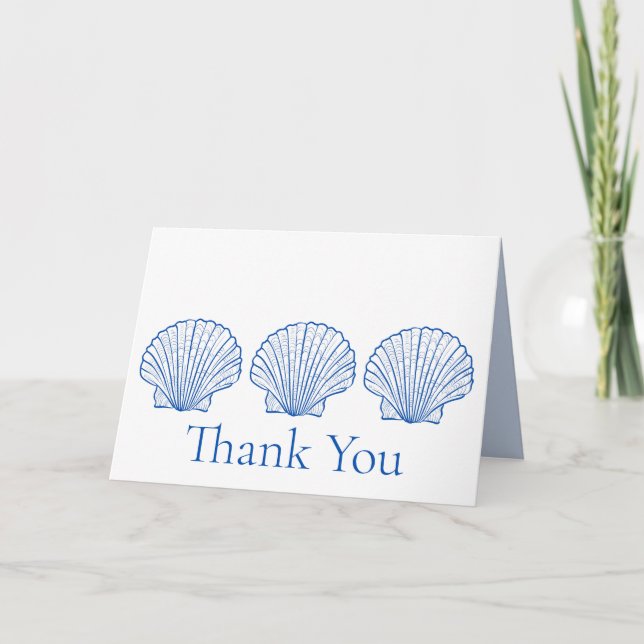 Carte De Remerciements Coquillage bleu marine et blanc (Devant)