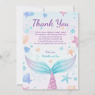 Carte De Remerciements Coquille de Baby shower de sirène sous la mer B