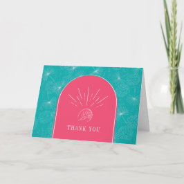 Carte De Remerciements Coquille tropicale Arch Rose Blue Beach Mariage