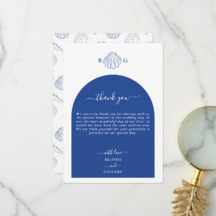 Carte De Remerciements Coquilles Saint-Jacques Bleues Mariage sur la Plag