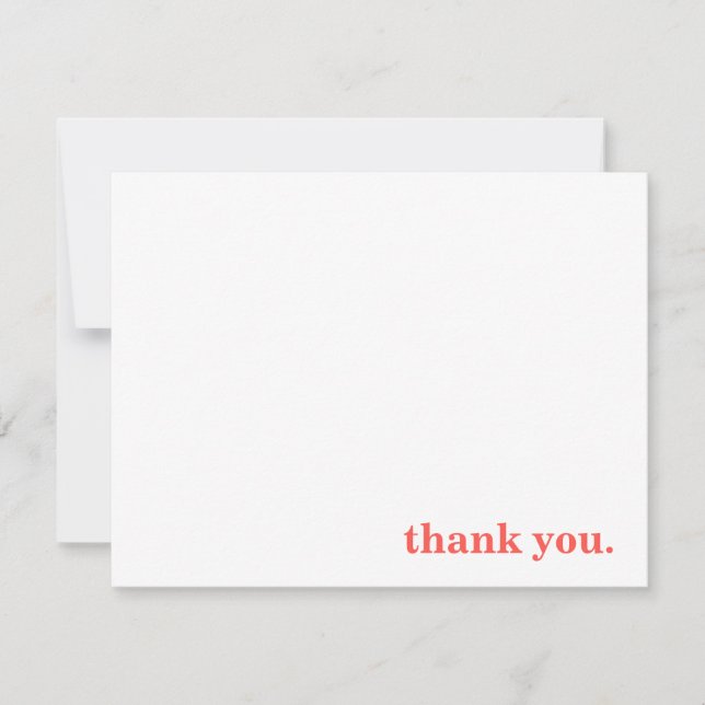 Carte De Remerciements Corail typographique classique Personnalisé (Devant)