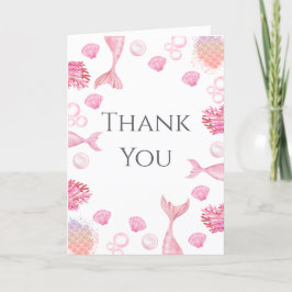 Carte De Remerciements Coral rose Sirène Thème Anniversaire