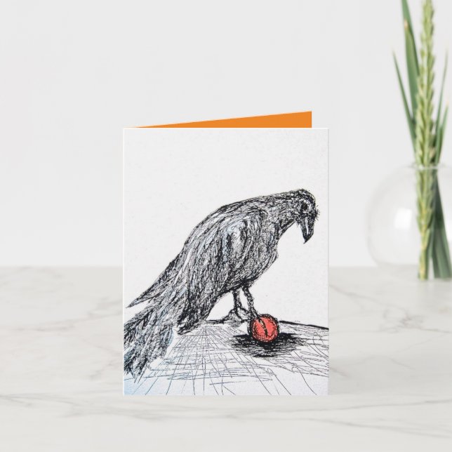 Carte De Remerciements Corbeau debout au soleil (Devant)