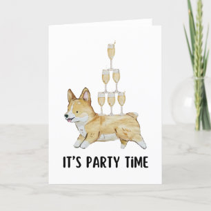Carte De Remerciements Corgi son temps de fête aquarelle