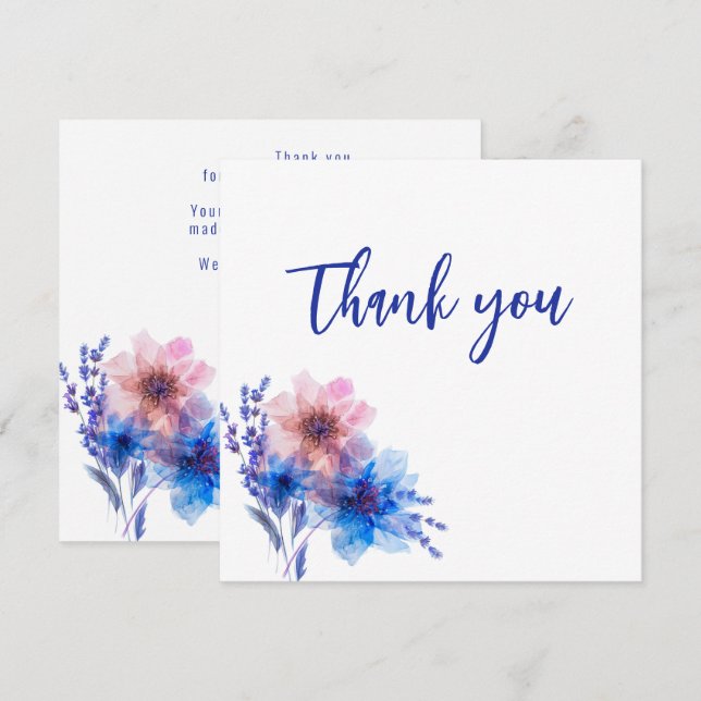 Carte De Remerciements 💍 Cornflowers et Lavender Bliss (Devant / Derrière)