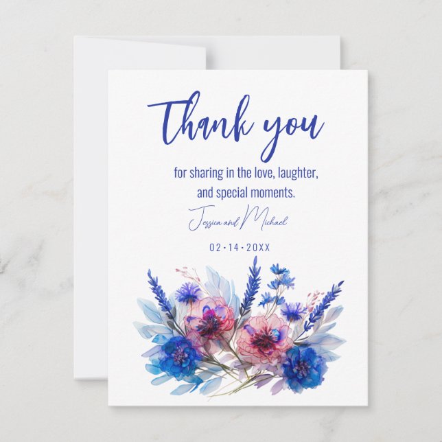 Carte De Remerciements 💍 Cornflowers et Lavender Bliss (Devant)