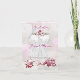 Carte De Remerciements Corset rose blanc floral de Fête de la mariée de