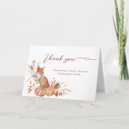 Carte De Remerciements Cosy Fall Neutral Fox Citrouille Gratitude Card