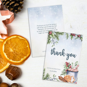 Carte De Remerciements Cosy Hot Cocoa hiver Mariage neigeux