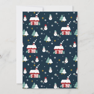Carte De Remerciements Cosy Winter Night Village et Snowmen