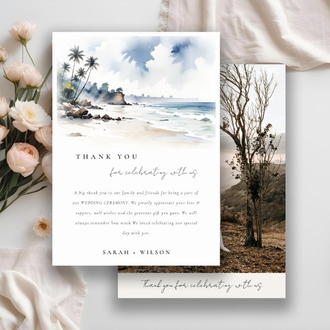 Carte De Remerciements Côte Bali Beach Palm Trees Mariage Photo (Créateur téléchargé)