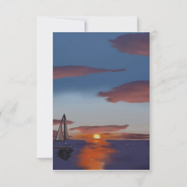 Carte De Remerciements Coucher de soleil avec bateau (Devant)