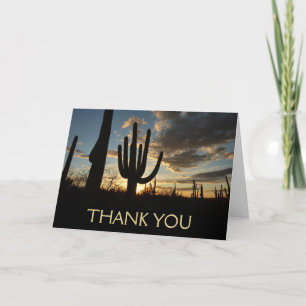 Carte De Remerciements Coucher de soleil sur Saguaro II Paysage du désert