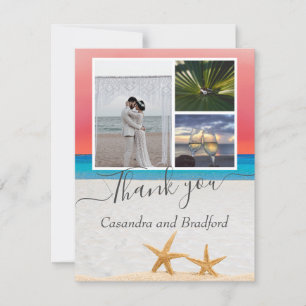 Carte De Remerciements Coucher du soleil Couleurs Tropical Beach Starfish