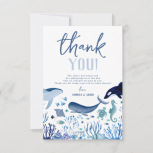 Carte De Remerciements Coucou C'est un Garçon Bleu Sous l'Océan Baby Show