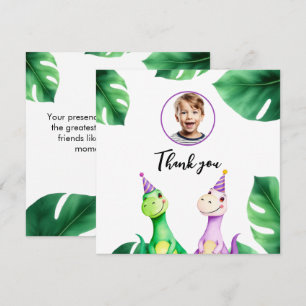 Carte De Remerciements Couleur aquarelle Trex Enfants Photo Anniversaire