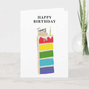 Carte De Remerciements Couleur arc-en-ciel fête d'anniversaire gâteau d'a