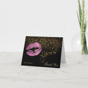 Carte De Remerciements Couleur de la lèvre - So Rose lèvres sur le noir