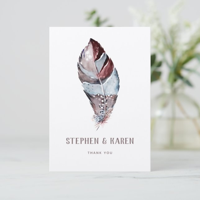 Carte De Remerciements Couleur d'eau de mariage élégant (Debout devant)