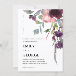 CARTE DE REMERCIEMENTS COULEUR D'EAU LILAC PURPLE FLORALE INVITER