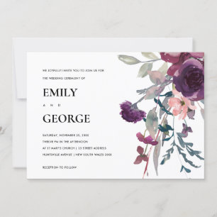 CARTE DE REMERCIEMENTS COULEUR D'EAU LILAC PURPLE FLORALE INVITER
