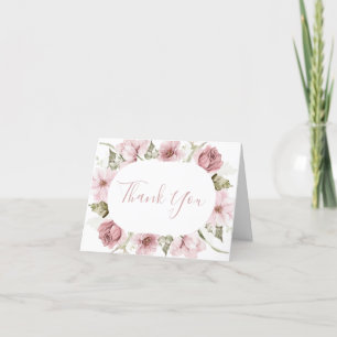 Carte De Remerciements Couleur d'eau usée, Rose roux et pignon