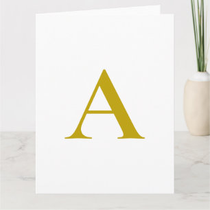 Carte De Remerciements Couleur or Monogramme Initial Lettre Simple