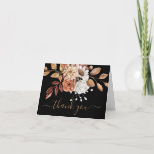 Carte De Remerciements Couleurs d'automne Aquarelle Floral sur noir