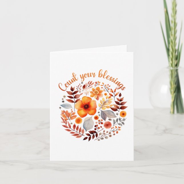 Carte De Remerciements Count Your Blessings – Thanksgiving (Devant)