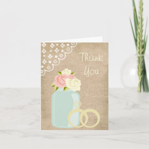 Carte De Remerciements Country Rustic Burlap Lace Mason