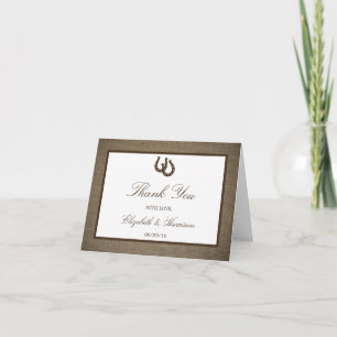 Carte De Remerciements Country Rustic Horseshoe Sur Burlap Mariage