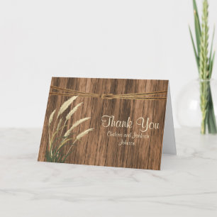 Carte De Remerciements Country Wood with Wheat