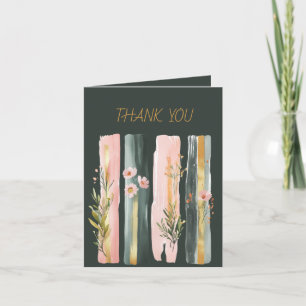 Carte De Remerciements Coup de pinceau de fleurs sauvages Sauge Rose Vert
