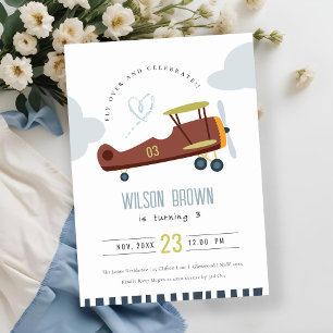 Carte De Remerciements Coup de vol sur avion Nuage Coeur Anniversaire Inv