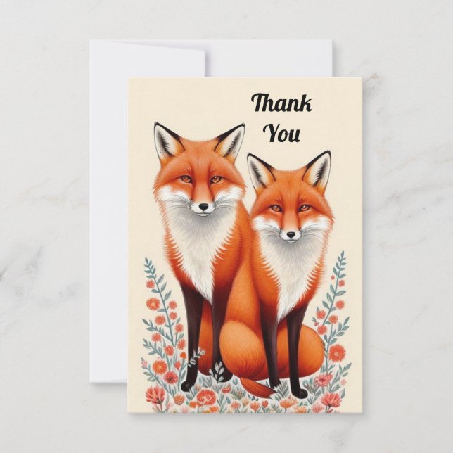 Carte De Remerciements Couple Fox mou (Devant)