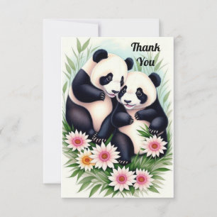 Carte De Remerciements Couple Panda CuteCarte de remerciementsFlat