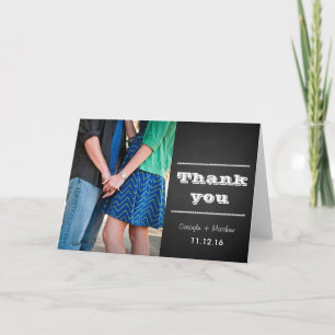 Carte De Remerciements Couples vintage en tableau noir Mariage photo Merc
