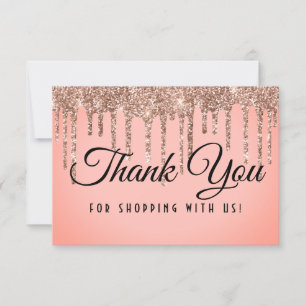 Carte De Remerciements Coupon Rose  Gold Parties scintillant de luxe