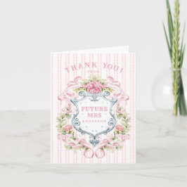 Carte De Remerciements Couronne de Fête de Fiançailles Florale Élégante
