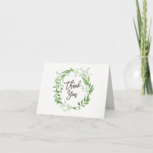 Carte De Remerciements Couronne de feuilles botaniques vertes Mariage Rem