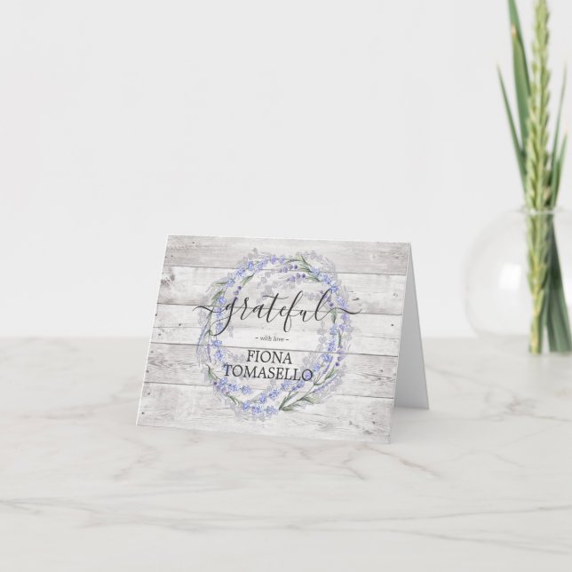 Carte De Remerciements Couronne de lavande en bois rustique Baby Shower M (Devant)