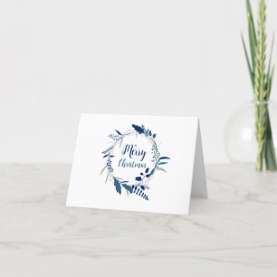 Carte De Remerciements Couronne de Noël bleue, employé saisonnier