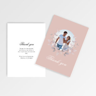 Carte De Remerciements Couronne de remerciement de mariage avec photo ros