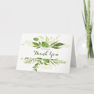 Carte De Remerciements Couronne de verdure tendance et lauriers Mariage R