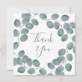 Carte De Remerciements Couronne d'eucalyptus en argent