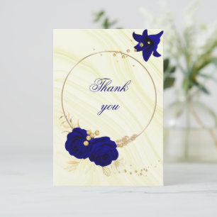 Carte De Remerciements couronne d'or bleu royal