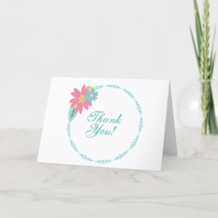 Carte De Remerciements Couronne florale rose remerciement mariage profess