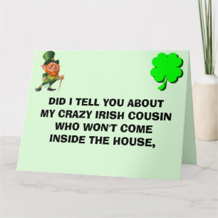 CARTE DE REMERCIEMENTS COUSIN IRLANDAIS FOU JOURNÉE ST PATRICK