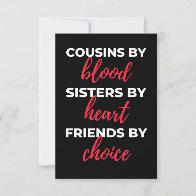 Carte De Remerciements Cousins By Blood Sisters (Devant)