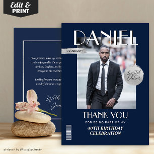 Carte De Remerciements Couverture du magazine personnalisé d'anniversaire